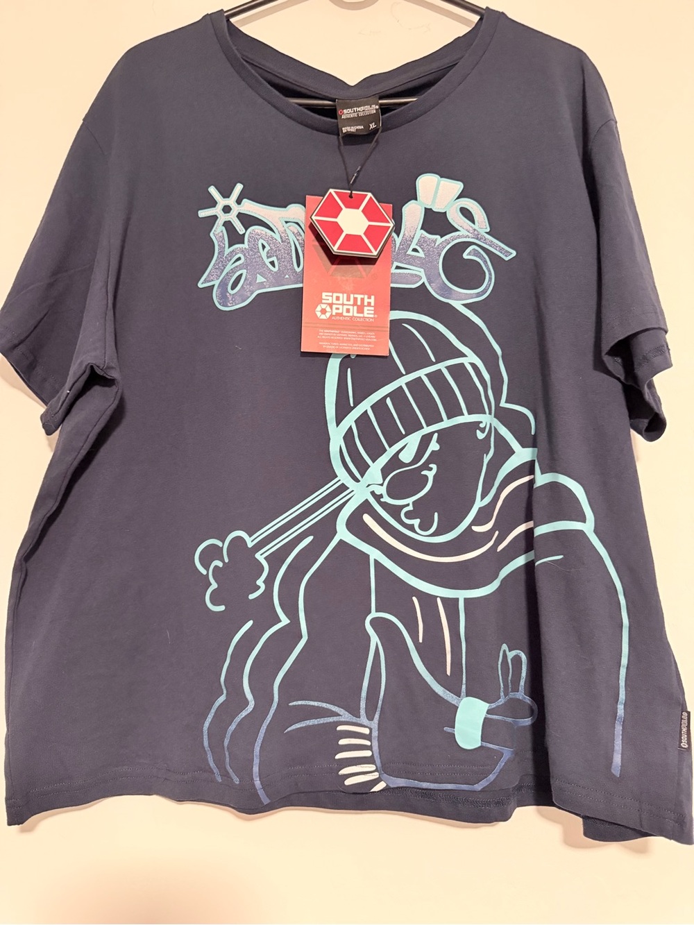South Pole Navy Tee with Light Blue Graphic